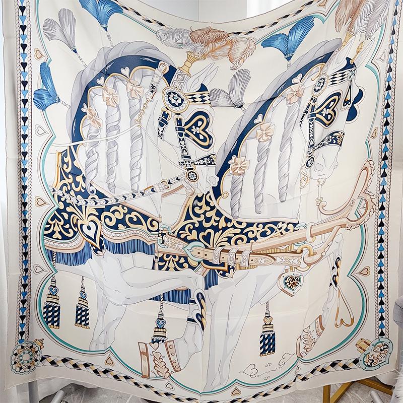 

Женский квадратный шарф из тутового шелка 2025: Универсальная, модная дорожная шаль белый