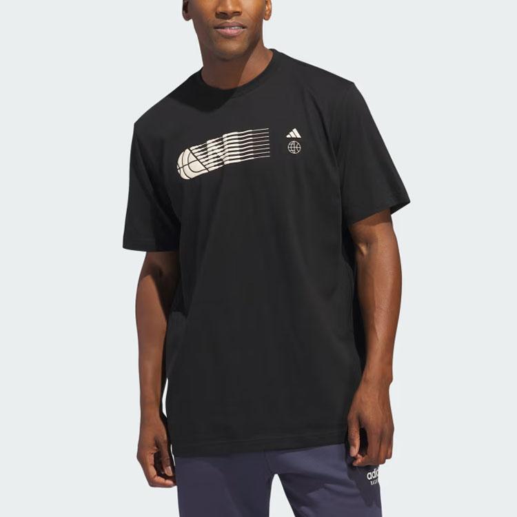 New Adidas Worldwide Hoops City Graphic Tee T Shirt Men's Black IT4728