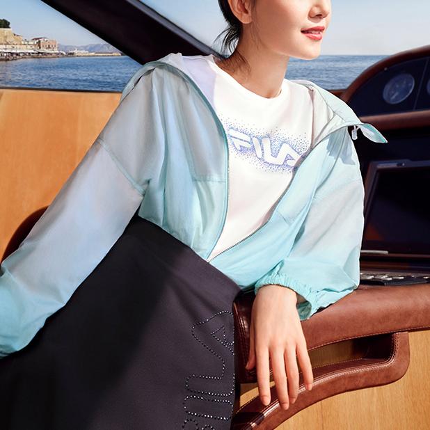 FILA Logo Print Solid Color Round Neck Short Sleeve T-Shirt Women Tops White F51W222101FWT