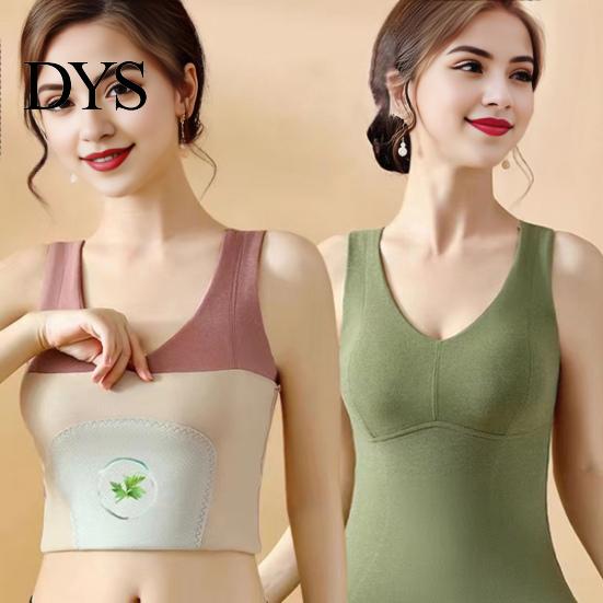 Tank Top Winter Women Thermal Vest with Chest Pads Seamless Velvet Fast Temperature Lock Sleeveless Shaping Heating V Neck Slim Fit Elastic Inner Wear