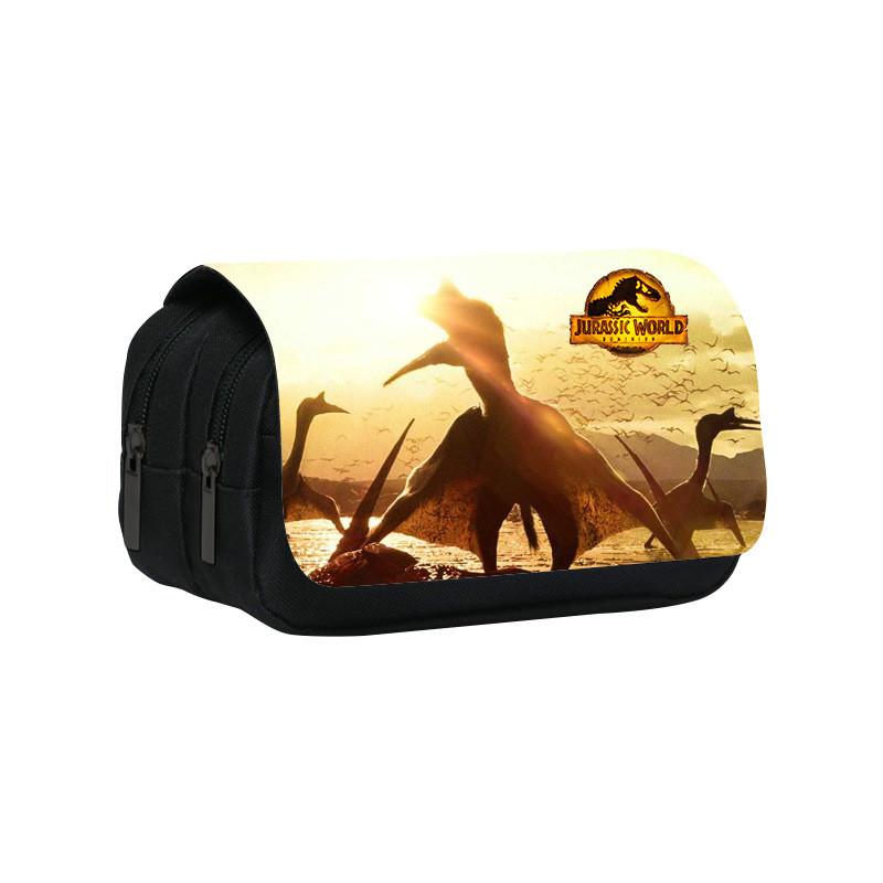 Jurassic World Dinosaur Pattern Double Layer Stationery Storage Bag For Students And Office Use