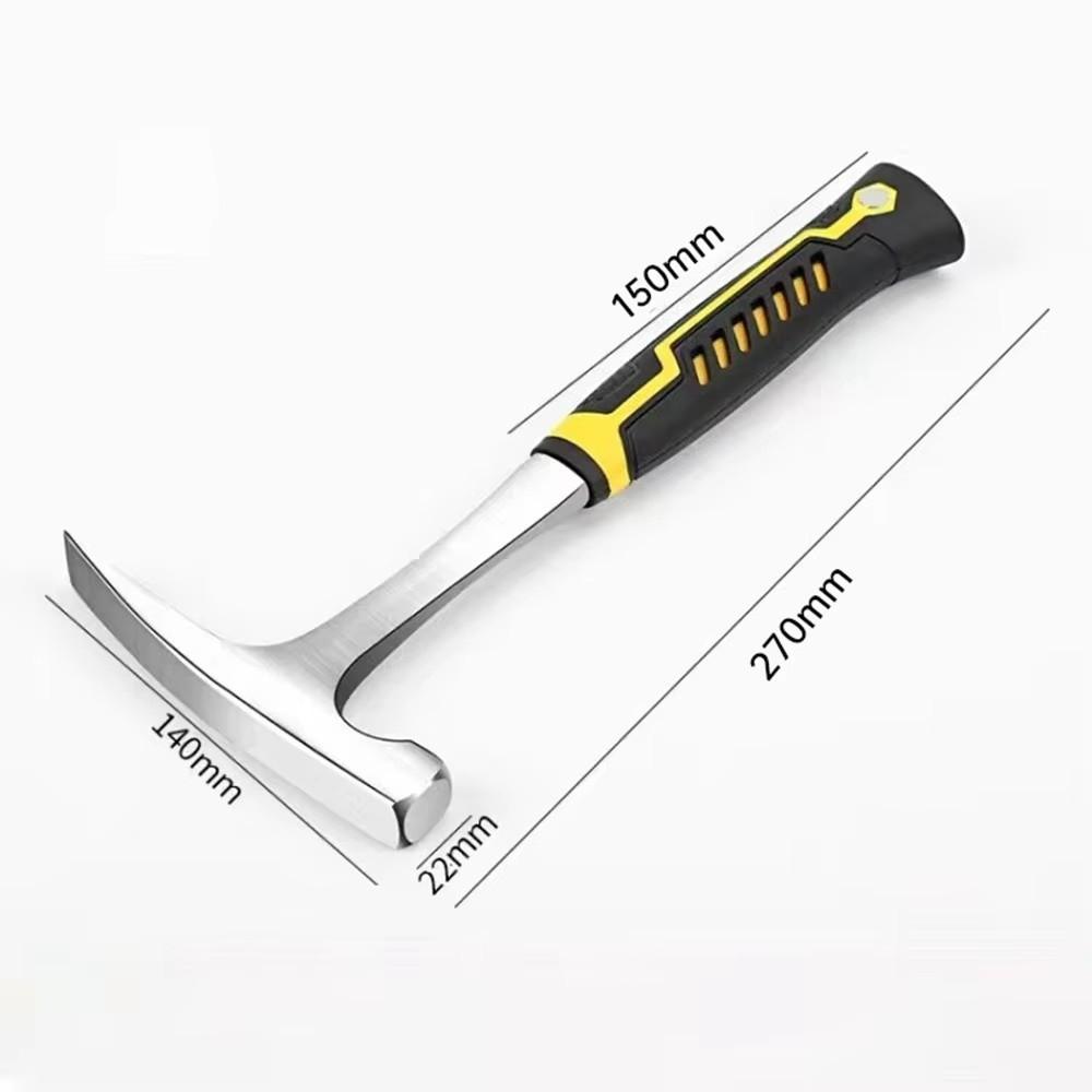 High Carbon Steel Geological Hammer Non-Slip Rubber Handle Outdoor Exploration Rock Pick Hammer Heavy Duty Brushed Finish