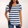 Women's Fashionable Round Neck Short Sleeve Print Casual Basic Pleated Pullover T-shirt Top
