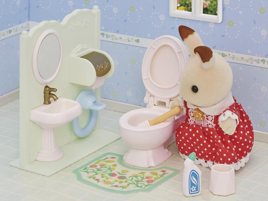 Sylvanian Families Möbel ST Mark zertifiziertes Spielzeug Puppenhaus für Kinder ab 3 Jahren und Sylvanian Families von Epoch [Toilettenset] Ka-629 Up,