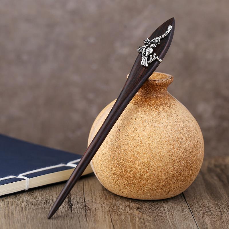 Original classical ebony meilan bamboo chrysanthemum hairpin female retro court simple temperament disc hair hairpin hairpin headgear