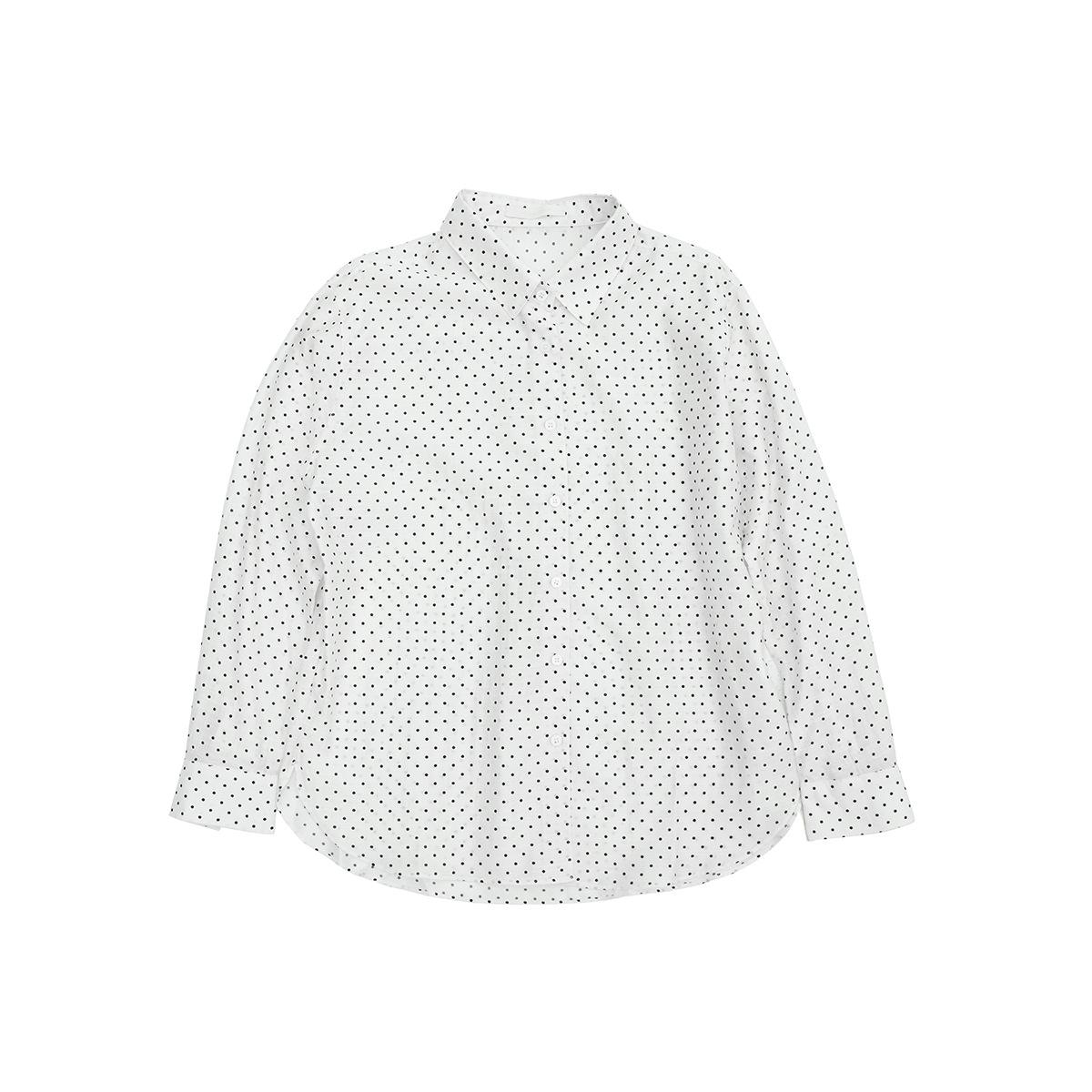 

Dai He Spring Casual Polka Dot Tencel Jacquard Long Sleeve Lapel Shirt One Size білий
