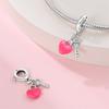 Original Copper Charms Luxury Pink Heart Key Pendant Beads Fit Bracelet Diy Women Making Delicate Gift
