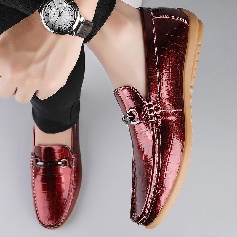 Fashion Fashionable New Men's Breathable Soft Soled Bean Shoes High-quality Brand Men's Genuine Leather Comfortable Round Toe Bean Shoes