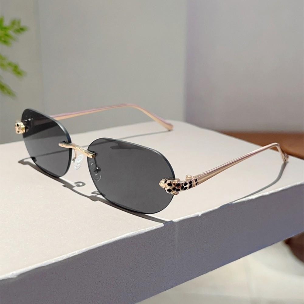 Zinc Zinc Alloy Rimless Oval Sunnies Costume Accessory Women Anti-UV Eyewear Anti Blue Light Glasses  Outdoor