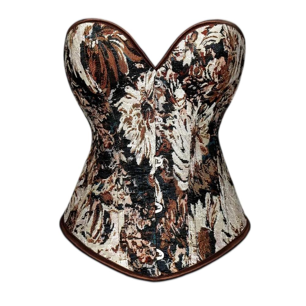 Women's Plus Oil Painting Style Lace up Overbust Waist Slimming Body Shaper Corset Top Plus Size