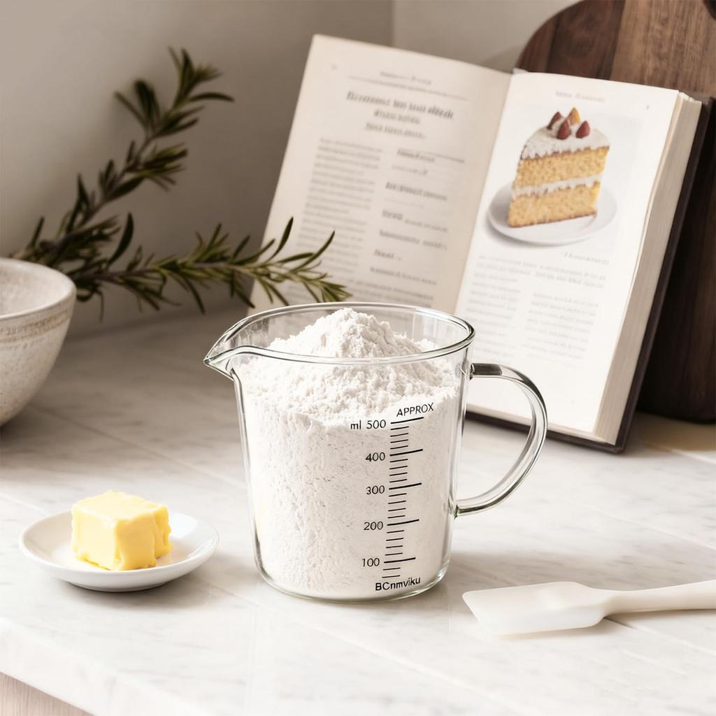 Nasichex Hitzebeständiger Glas-Messbecher, 500 ml, mit Ausguss und Griff, Mikrowellen-, Ofen- und Spülmaschinenfest, Ideal zum Kochen, Backen und als