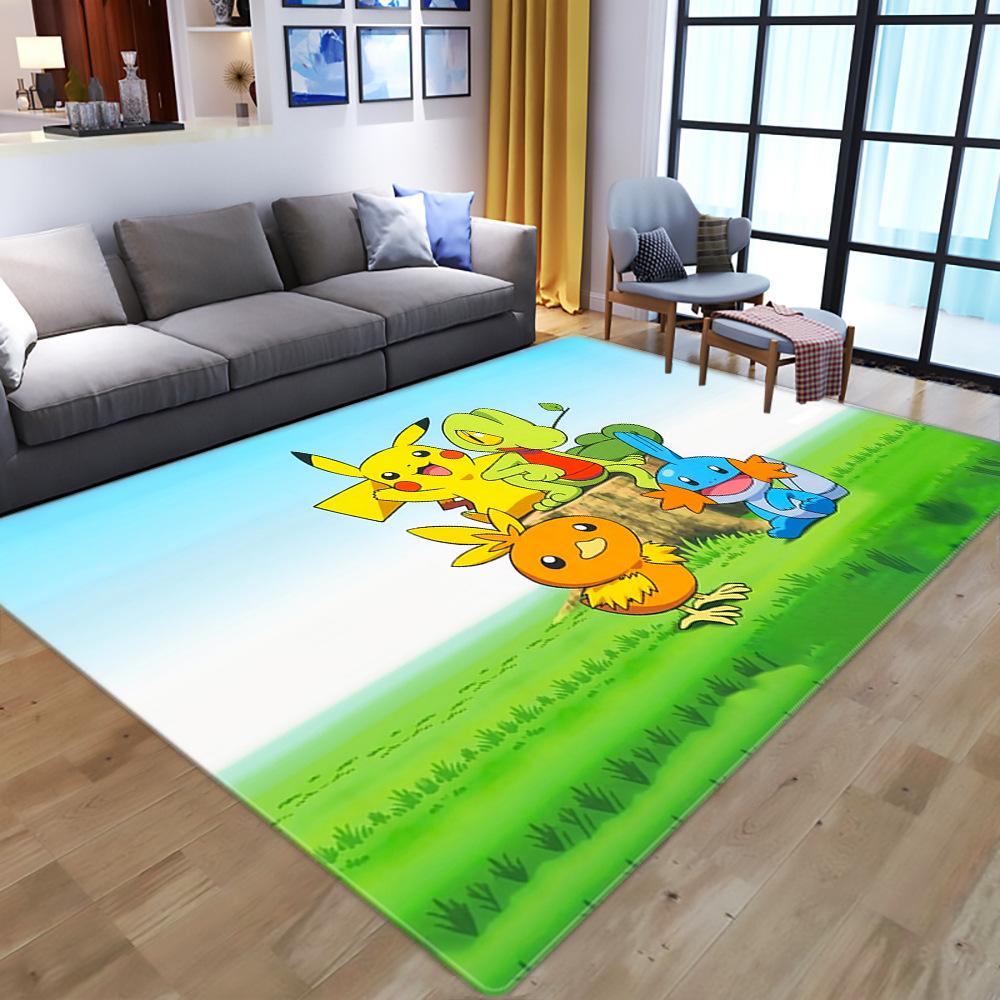 Pikachu Pokémon Cartoon Kids Crystal Velvet Print Floor Mat Absorbent Slip Mat