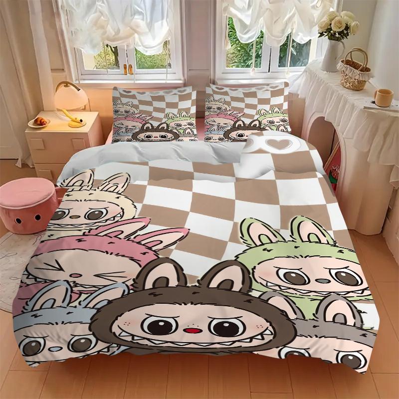 3Pcs Cute Bunny Characters Bedding Set Quilt Cover Pillowcase Home Christmas Xmas Halloween Gift 1 Duvet Cover 2 Pillowcase M928544