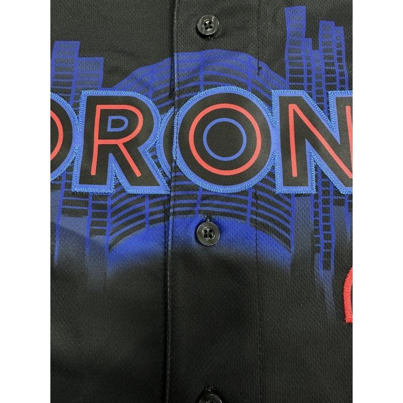 Maglia da Baseball da Uomo Ricamata Personalizzata con Nome e Numero Toronto Nero Scollo a V Manica Corta Personalizzata Bottoni Camicie Fai da Te