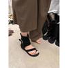 Summer new retro square head cover with heightened toes, wedged sandals, and casual cool slippers outside.