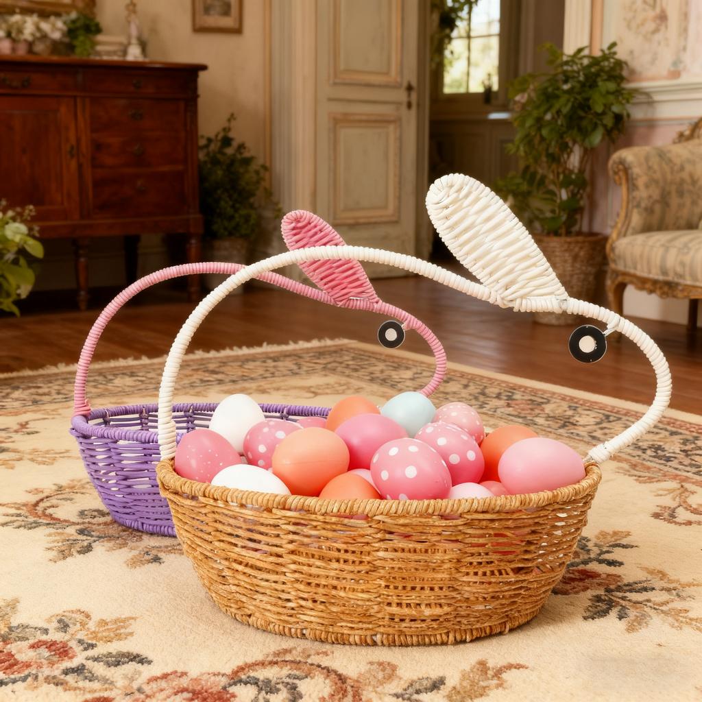 Easter Wicker Bunny Basket Storage Basket