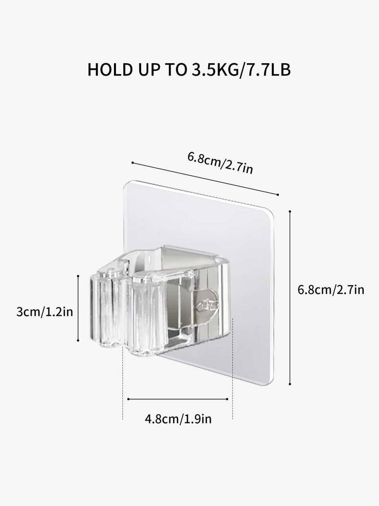 2pcs Perforated Transparent Mop Holder Clip Toilet Broom Storage Rack Wall Mounted Strong Hook