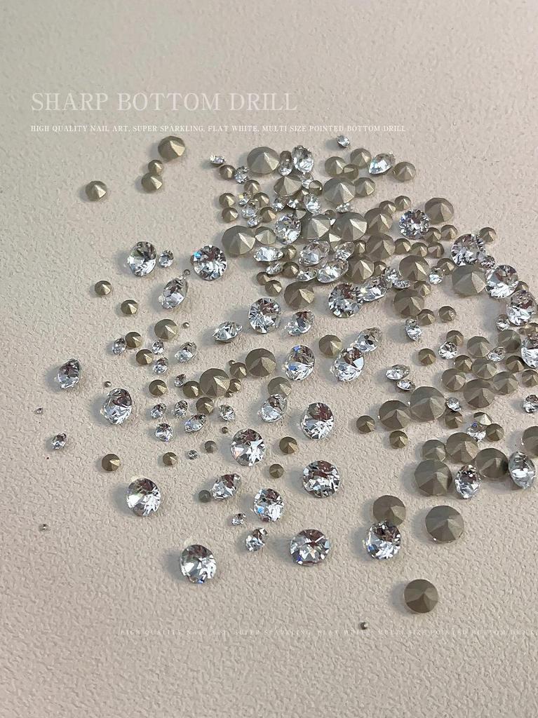 High-Quality K9 Nail Art Rhinestones: Super Shiny, 33-Facet, Various Sizes, Pointed Back, Clear Round Decorations