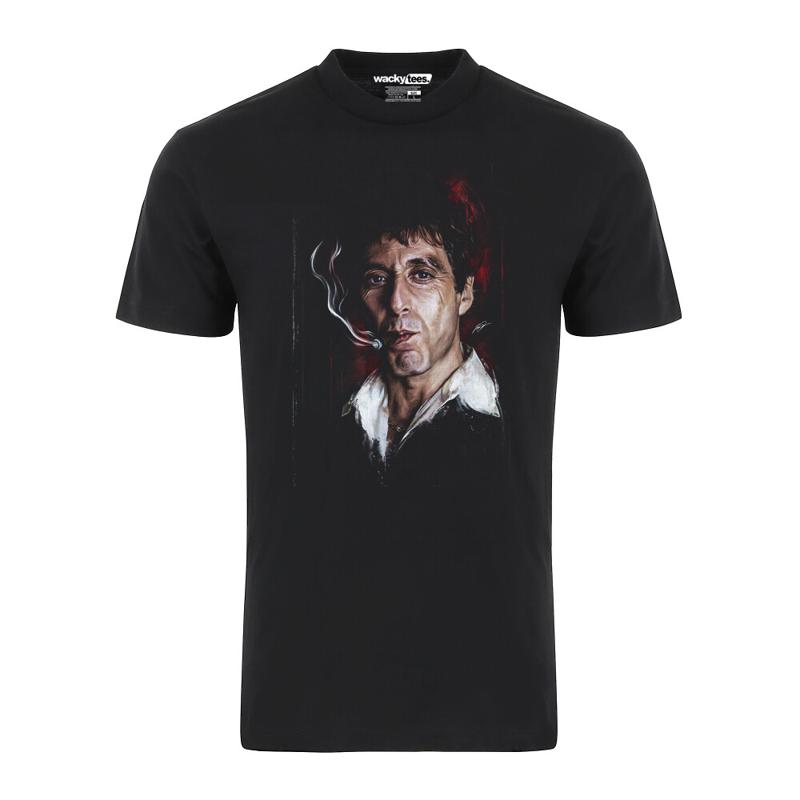 Scarface Tony Montana 80s Distressed portrait Graphic Tee Shirt S разноцветный