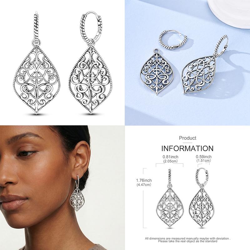 Náušnice pro ženy 925 Sterling Silver Kruhové náušnice Diamantové Srdce Lásky Zámek Broskvové Srdce Náušnice Krásný Dárek