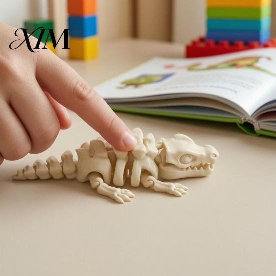 Creative 3d Printed Bone Crafts 5Pcs 3D Articulated Skeleton Dragon Ornament, Movable Joints Figurine, Simulation Fossils Craft Collectibles Flexible