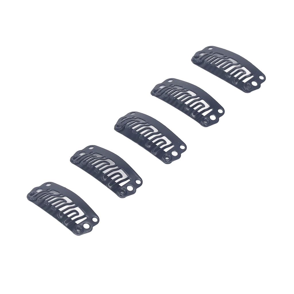 100pcs 2.3cm U Shape Wig Clips 6 Comb Teeth Stainless Steel Black Wig Accessories Snap Comb Clips for Hair Extension