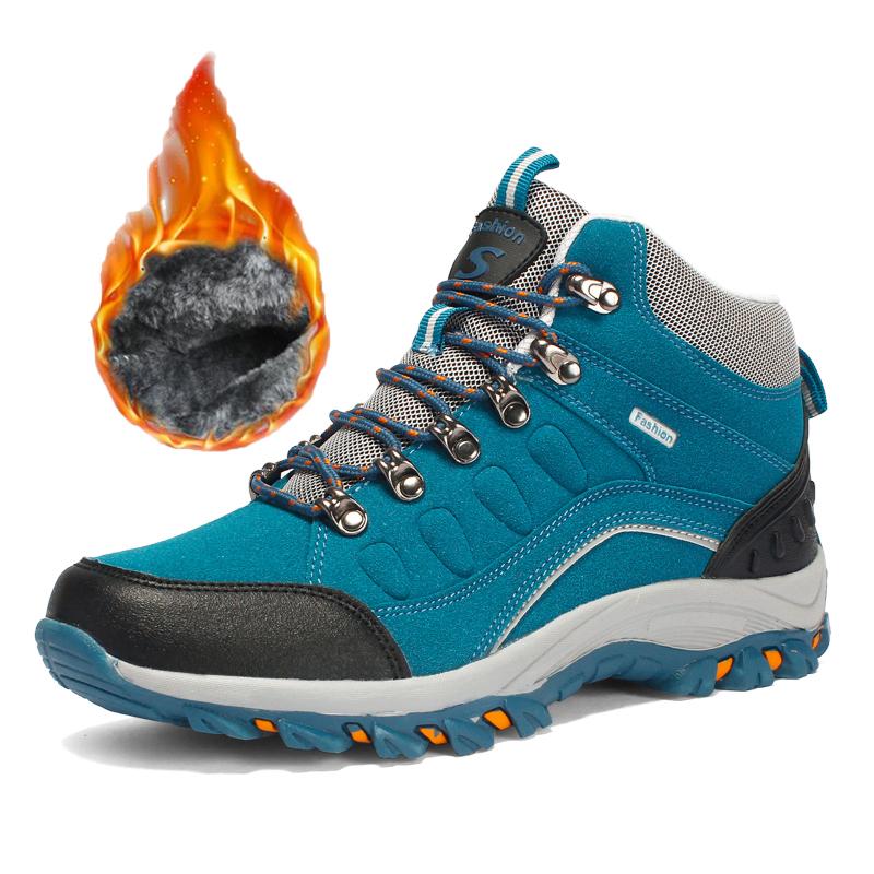 

35-46 Пара Модные Плюс Бархатные Теплые Высокие Ботинки Из Хлопка Зимние Ботинки Плюс Хлопок Уличные Походные Ботинки Походные Ботинки 46 королевский синий