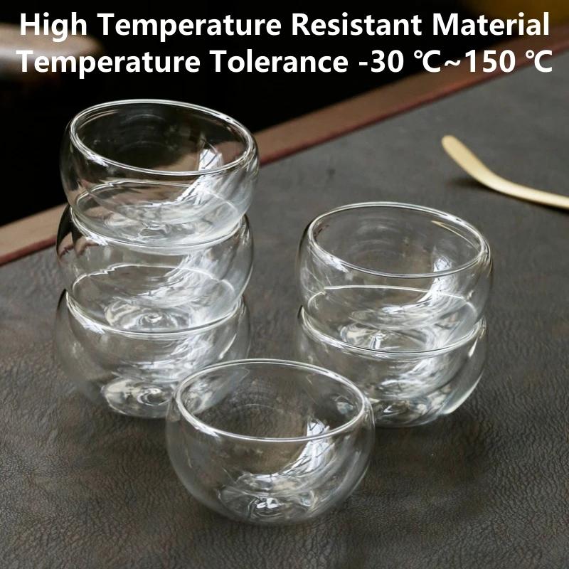 4/6 Stück 50ml Schnapsglas Teetassen Doppelwandige Gläser Teetassen Exquisites Kung Fu Trinkgeschirr Heimdeko Espresso Teetasse Teetasse