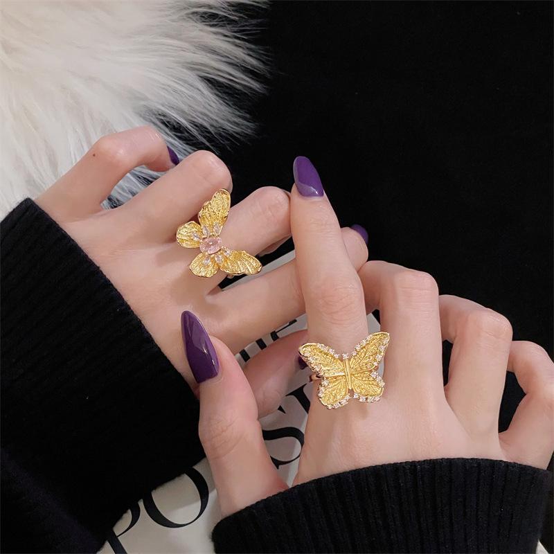 [Kingdee Qi Ring] Medieval Vintage Retro High-End Butterfly Zir*****Pen Ring Personality Niche