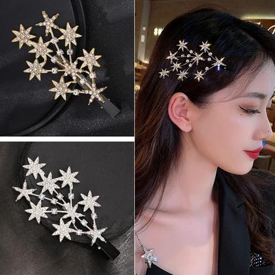 Luxury Shining Rhinestone Hair Clip Fashion Silver Gold Color Crystal Tree Stars Feather Hair Clips Set Women Hair Accessories