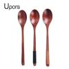 3Pcs Handmade Wooden Spoon Wrapped Wire Large Dessert Rice Soup Spoon Long Handled Kids Spoon Wood Kitchen Tool
