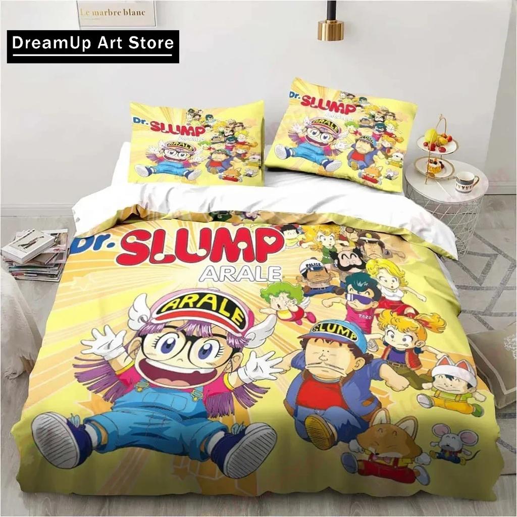 3D Cartoon DR S-Slump Arale Bedding Set Cute Quilt Cover Bed Cover With Pillowcase Twin Single Queen King Size Boys Adult Home