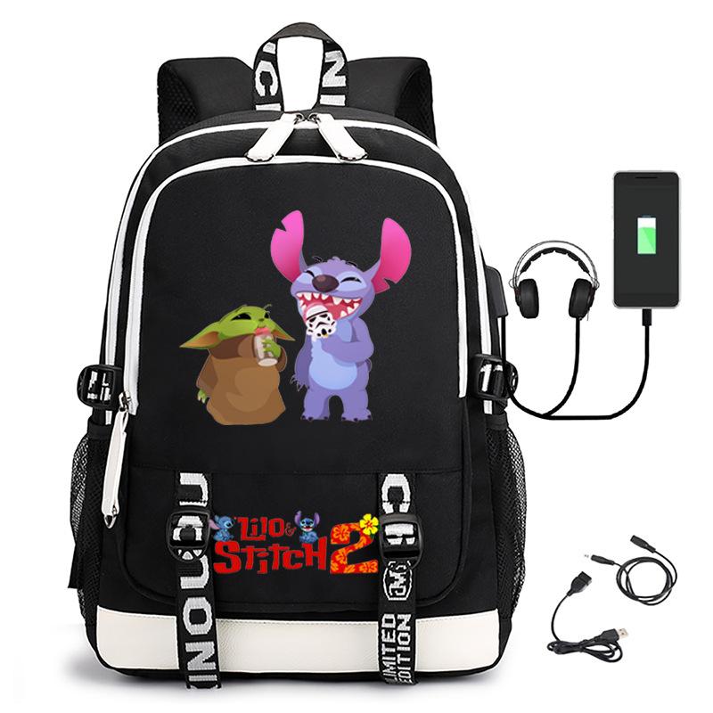 Large Capacity Backpack Printed Student USB School Bag