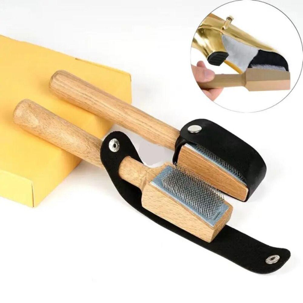 Wooden Suede Sole Wire Shoe Brush With Protector Cover Stainless Steel Brush Head Dance Shoes Cleaning Brush Durable Practical