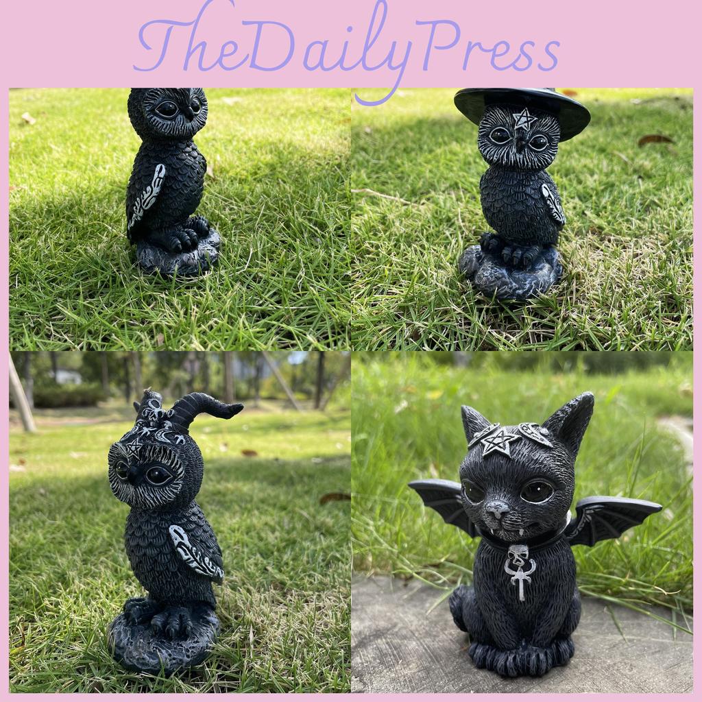 Captivating Halloween Themed Owl Resin Figurine Adorable Animal Sculpture For Decor