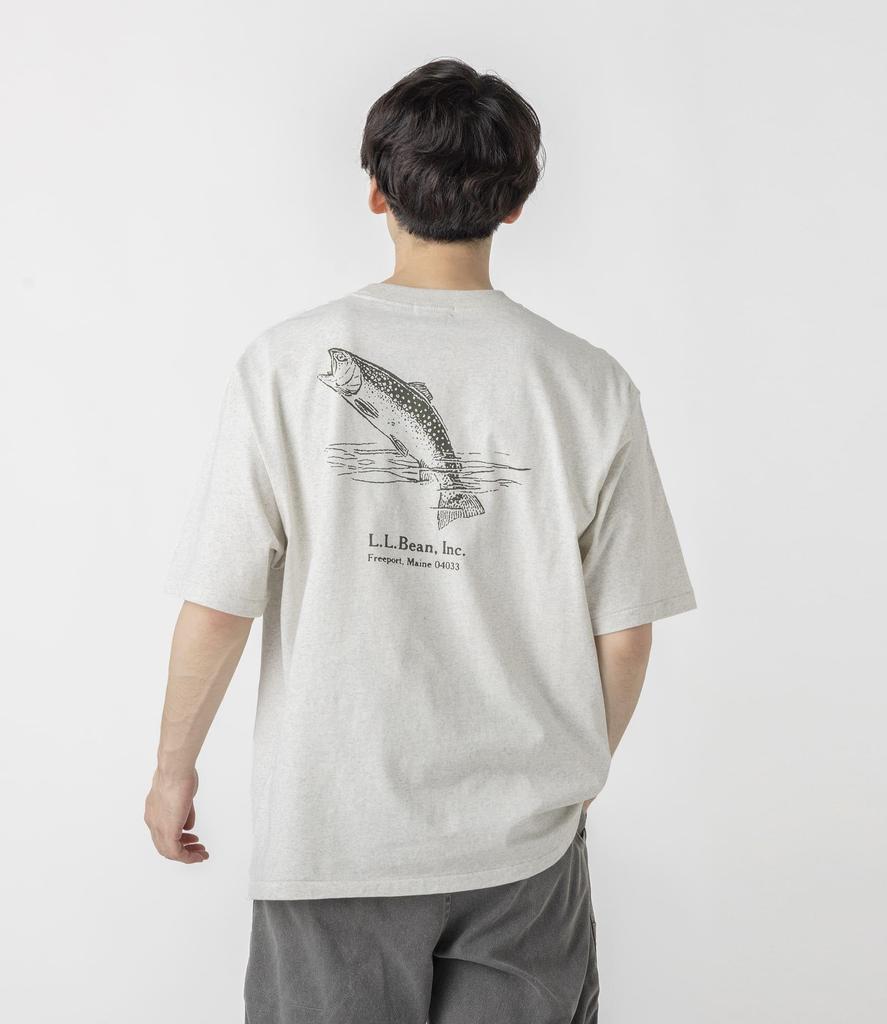 [L.L.Bean] Men's Morrill Short Sleeve Animal Graphic Tee, Size L, Trout, White, CK04209006