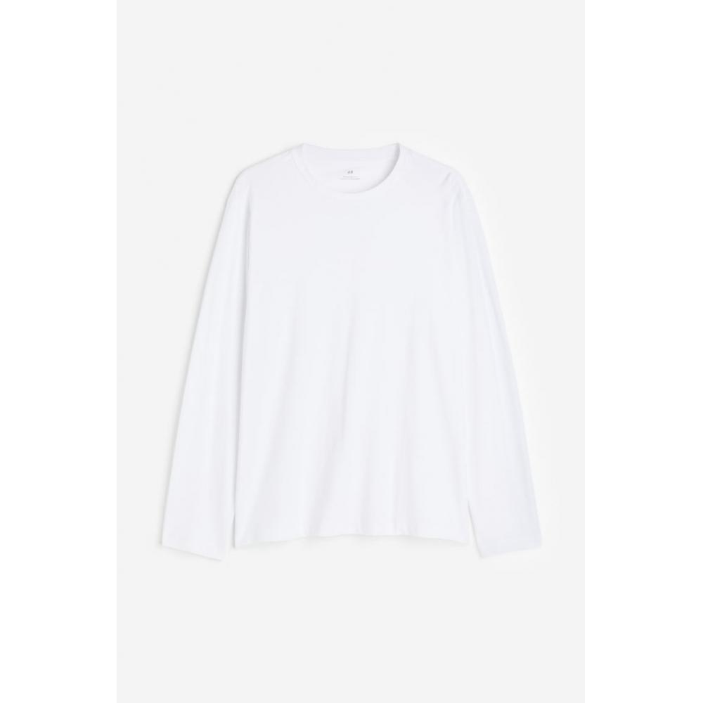 H M Regular Fit Jersey Top wHite