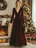 Retro V-Neck Lace Splice Long Sleeve Dress