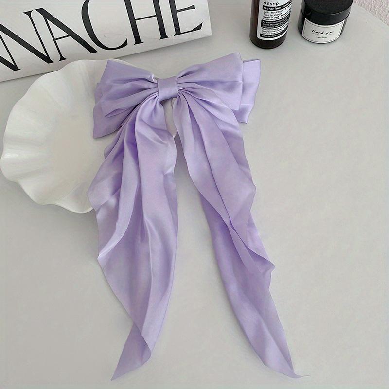 Elegant Fabric Bow Tie Hair Clip, Solid Color Duck Bill Long Streamer Hair Accessory, Single Piece Sweet Style Hairpin for Women