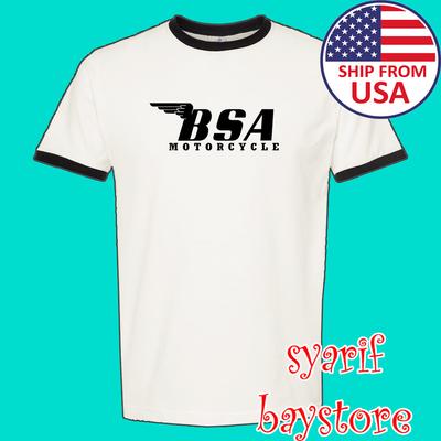 BSA Classic Motorcycle Men#039;s Ringer Black Size S To 3XL Unisex T-Shirt