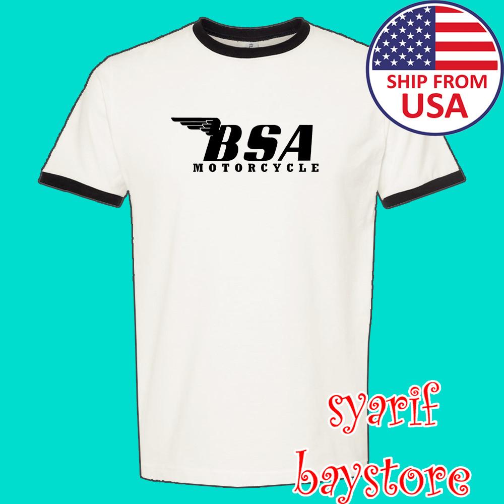 BSA Classic Motorcycle Men#039;s Ringer Black Size S to 3XL Unisex T-Shirt XXXL