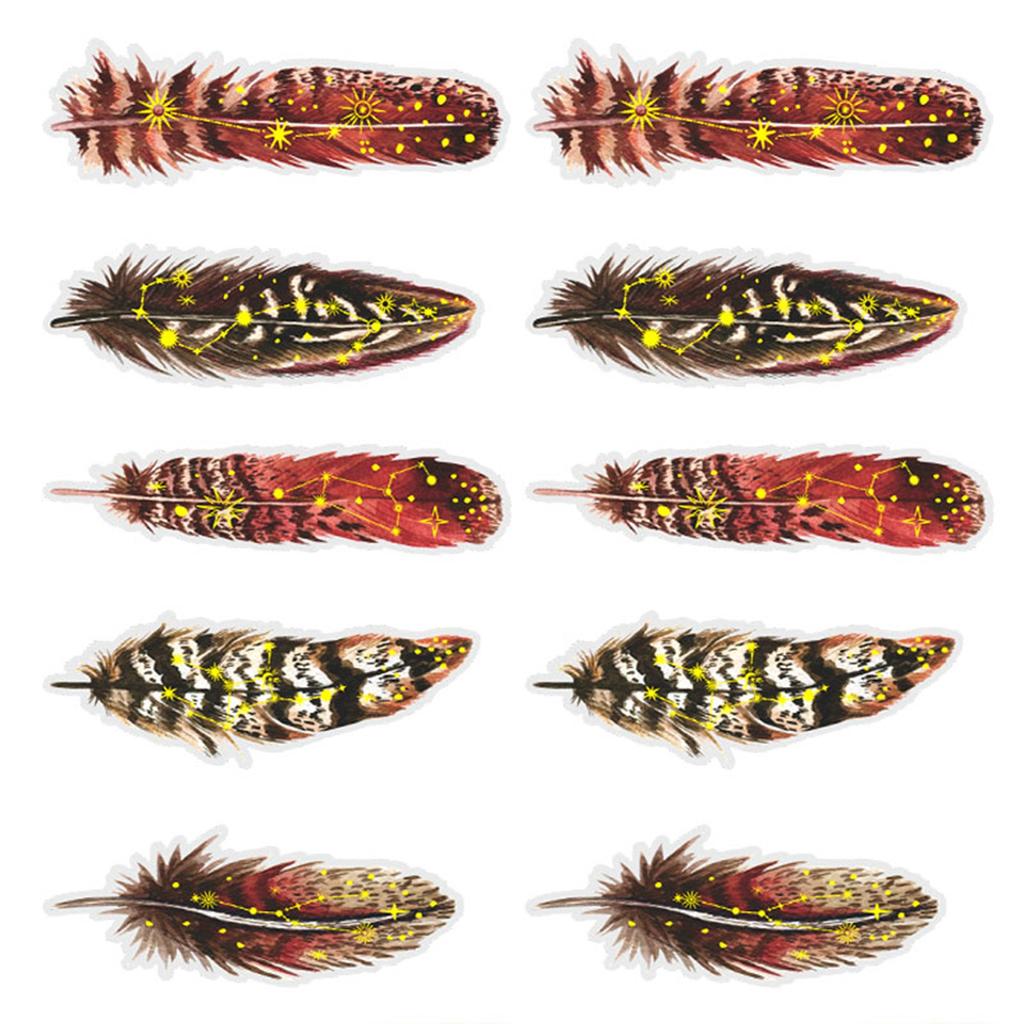10 PCS Feather Stickers PET Sparkling Effect Exquisite Scrapbook Aesthetic Stickers for Journal