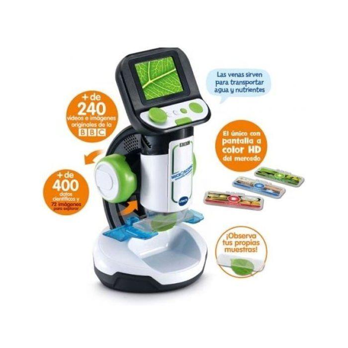Microscopio VTech Multimedia Pantalla HD 200x 240 Imágenes BBC 18 Tarjetas Inteligentes