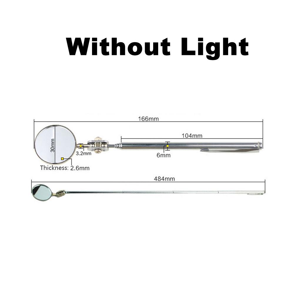 360° Inspection Mirror LED Light Telescoping Mirrors Extend Mechanic Tools Inspection Mirror Telescopic Handle Repairing Tools