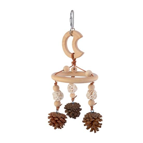 

Красочная подвесная игрушка для попугая, тренировочный аксессуар для клевания и жевания, ручная работа, натуральное дерево D