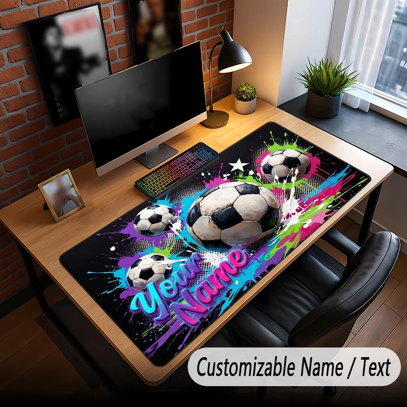 Soccer Theme Custom Mouse Pad Personalized With Name Text Customized Desk Mat For Office Home Decor