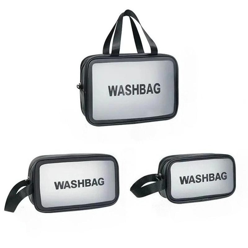 Female Toiletry Bag Portable Cosmetic Waterproof Bag Large Capacity Dust Proof Make Up Storage Handbags PVC Fashion Transparent Travel Bags
