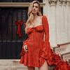 2026 European and American Summer Lace New Flared Sleeve Tube Top Dress Women's Clothing French Sexy Halter Hip Skirt