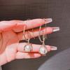 Metal Twisted Line Vintage Imitation Pearl Pendant Earrings Fashion Temperament Elegant Earrings Women Jewelry Party Accessories