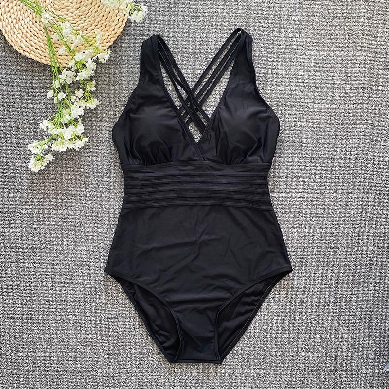 One Piece Swimsuit Women Cross Bandage Backless Swimwear Female Push Up Monokini Bathers Bathing Suits Beachwear Swim